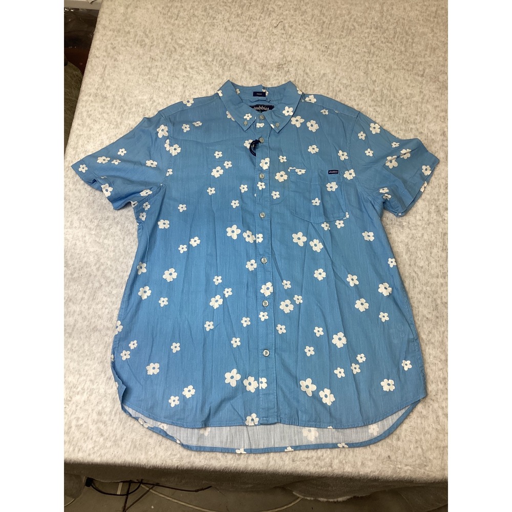 Chubbies The Sun-Dried Blossom Friday Shirt Blue Floral Button Down Small NEW